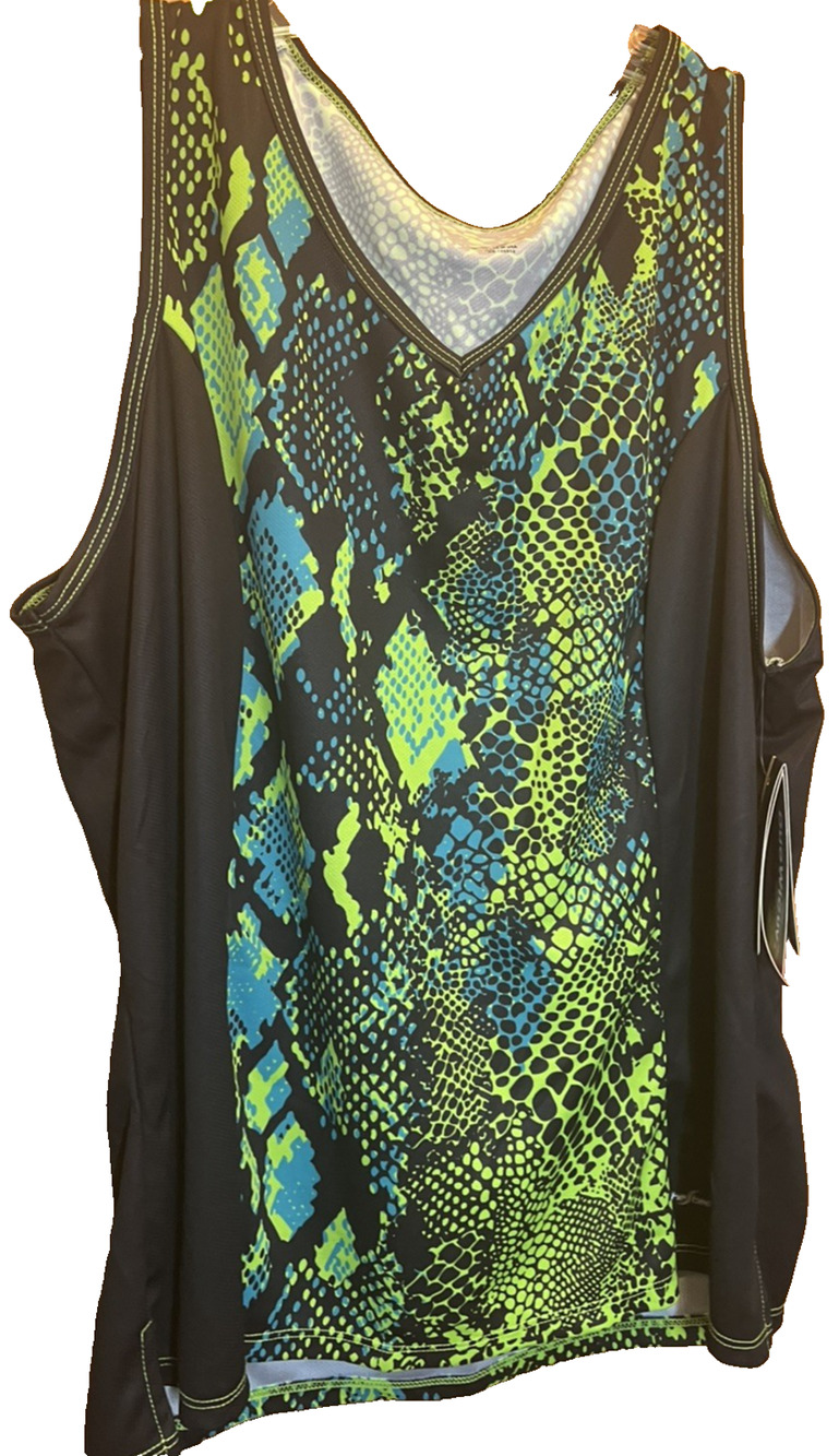 NWT- Shebeest Women's Easy V Python Key Lime Sleeveless Cycling Jersey -2X.